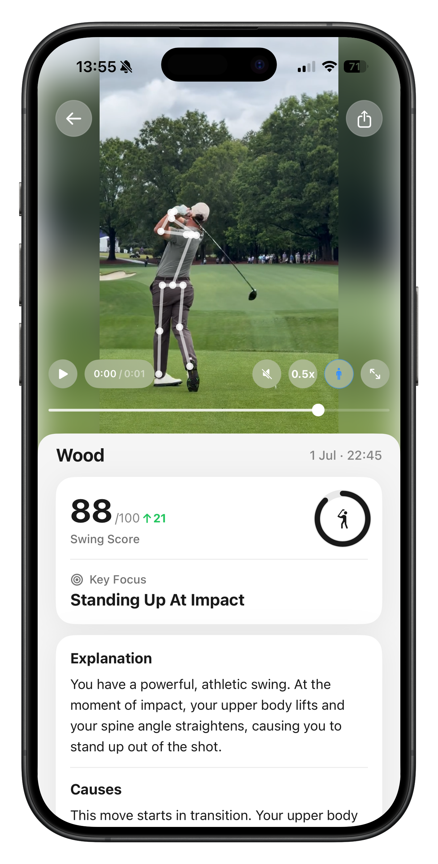 SwingSnap AI golf swing analysis app interface
